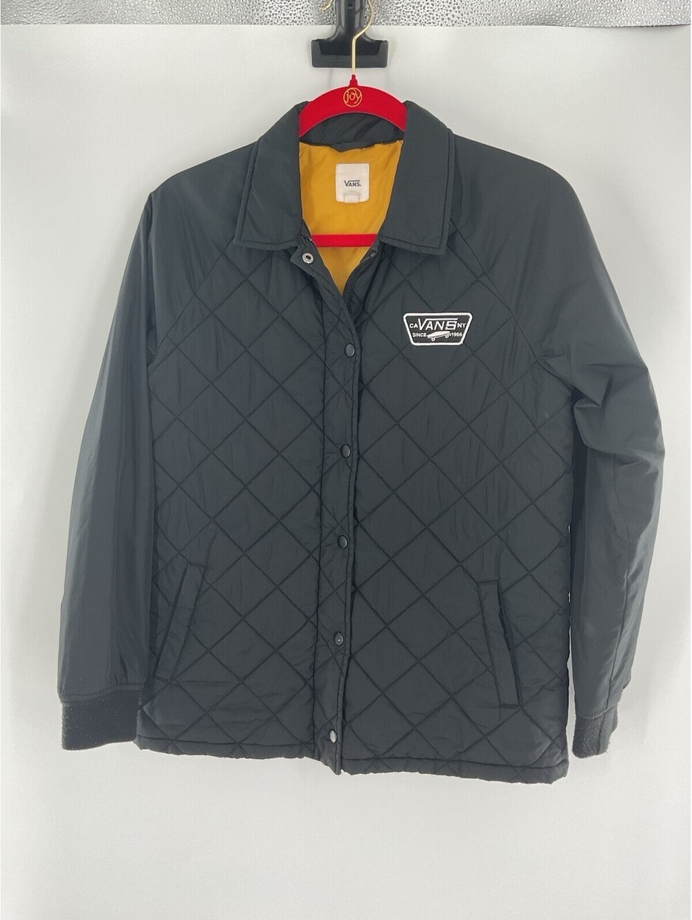 Vans Extra Small Quilted Black Jacket Good Yellow Inside 110